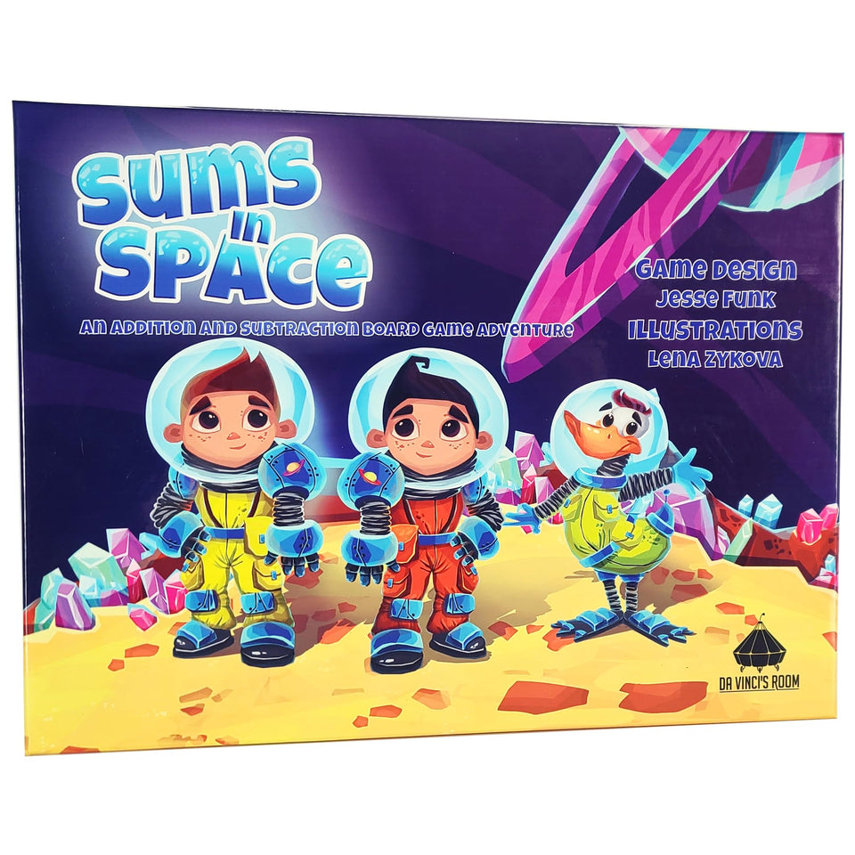 da Vinci's Room Sums in Space game box sparks curiosity while practicing basic addition and subtraction