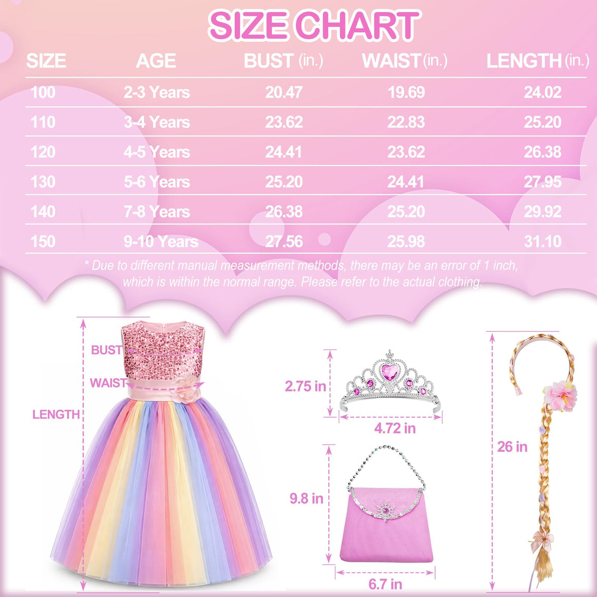 Davvew complete princess accessory set for dress-up fun