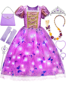 Davvew Princess Dress with LED skirt adds sparkle for every party.