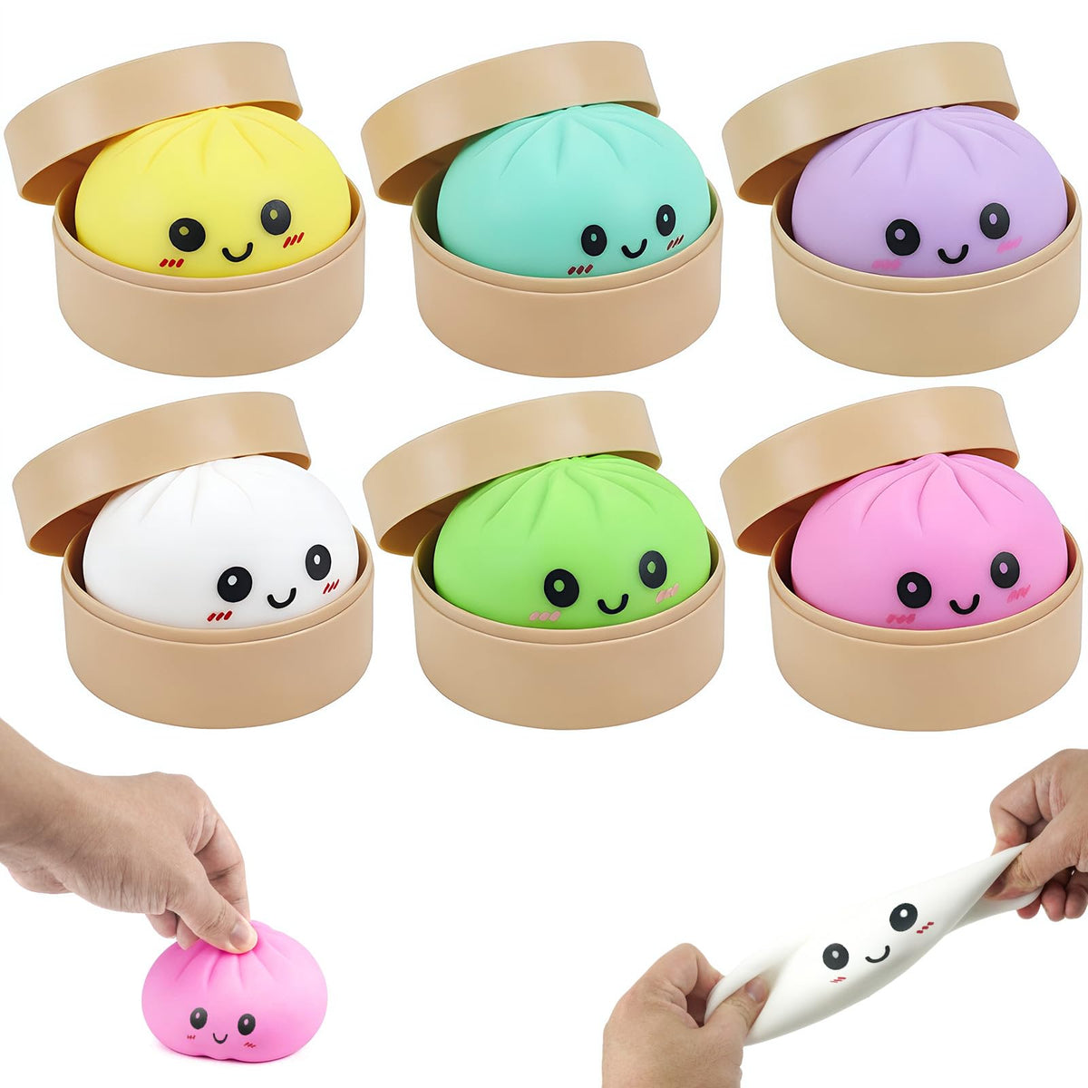 Dayingjiang pink dumplings squishies with steamer for quiet desk stress relief