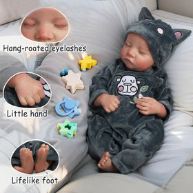 DAYOFF KIDS Reborn 18in doll includes bottle and pacifier for nurturing play