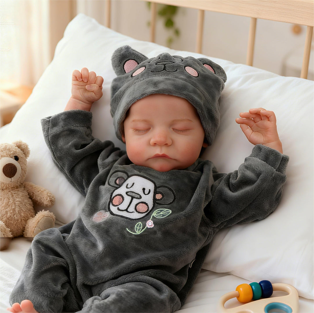DAYOFF KIDS Reborn 18in doll fits 0-3 month outfits for versatile styling