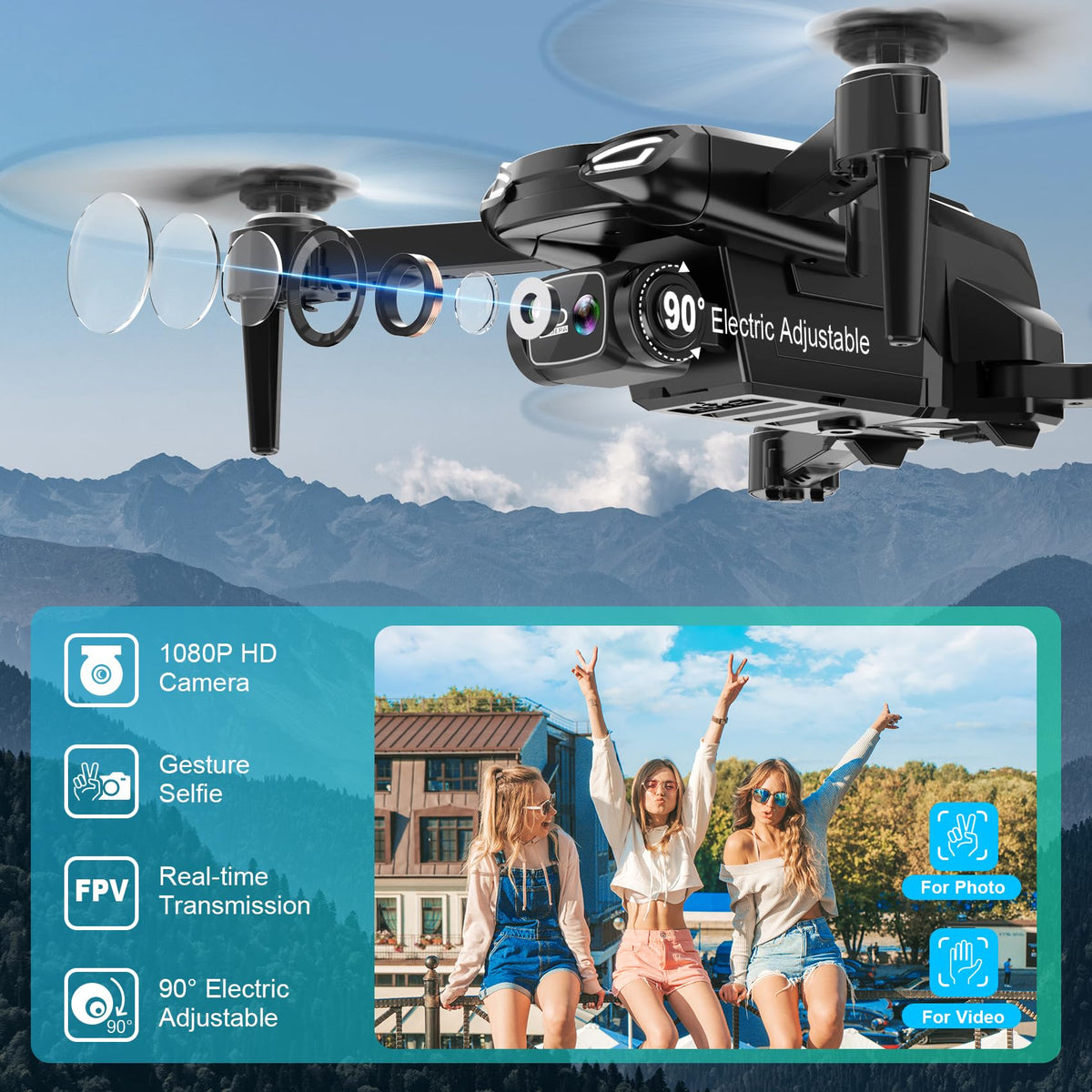 Dazlen drone foldable remote makes portable flying easy for on-the-go shoots.