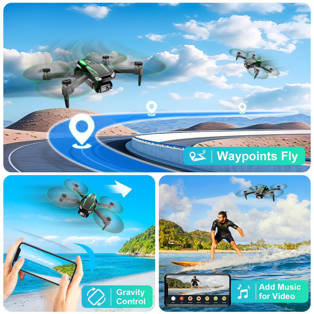Dazlen waypoint fly mode enables planned routes for creative flight paths.
