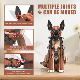 DBBBRIXIFY German Shepherd set with movable ears enhances interactive play and learning