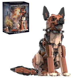 DBBBRIXIFY German Shepherd building set front view showcases the classic pose for desk display