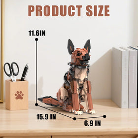 DBBBRIXIFY German Shepherd figure with opening mouth supports expressive display ideas
