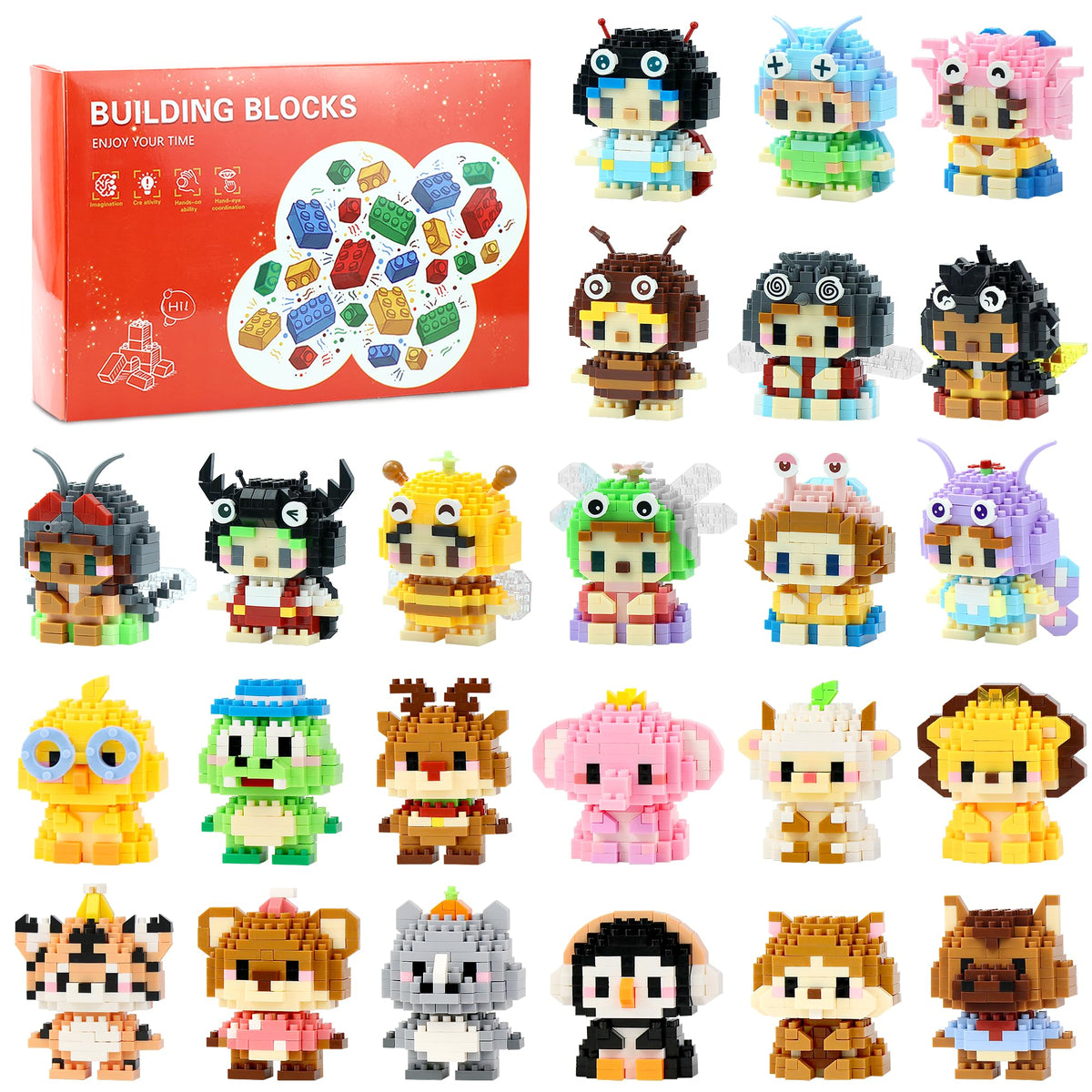 DBPBToU mini building blocks panda set for kids, Easter basket filler and classroom prize