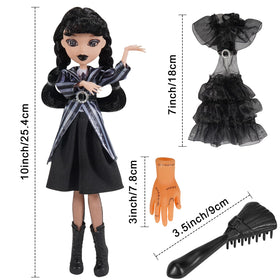 DBYWIUB complete school-ready outfit for dolls, featuring black dress and accessories.