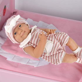 DC-BEAUTIFUL embroidered lace doll dress adds charming detail for dress-up.