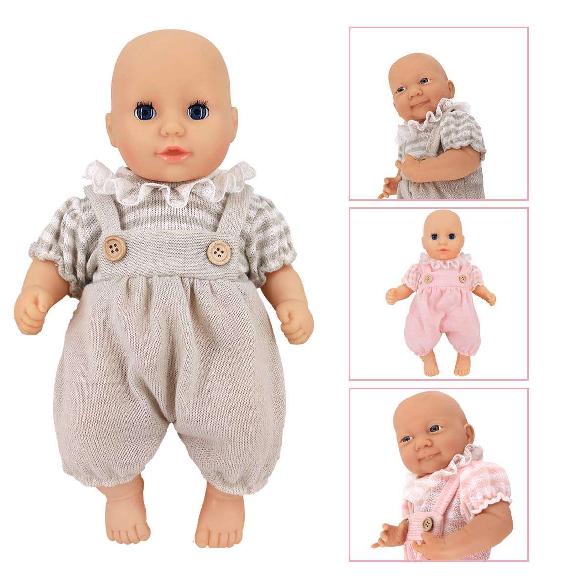 DC-BEAUTIFUL 14-18 inch doll outfits include onesies for everyday pretendwear.