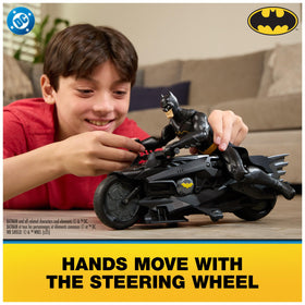DC Comics Batman Batcycle in motion for fast, imaginative Gotham play.