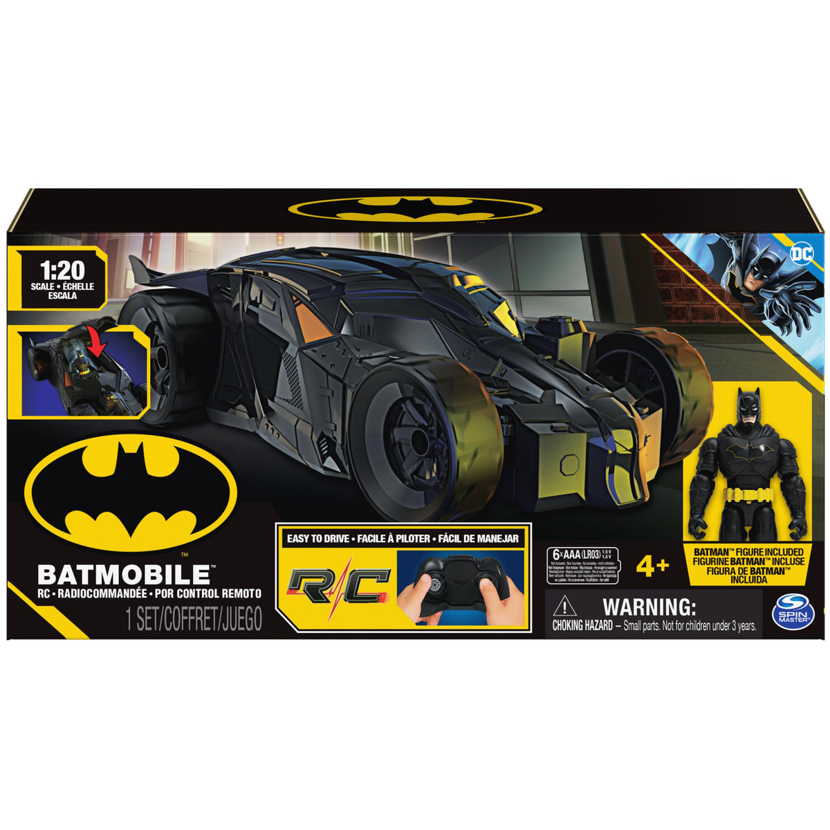 DC Comics Batman Batmobile RC rear view showing authentic comic styling.
