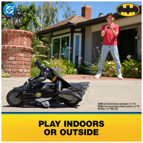 DC Comics Batman figures compatible with the RC Batcycle for epic battles.