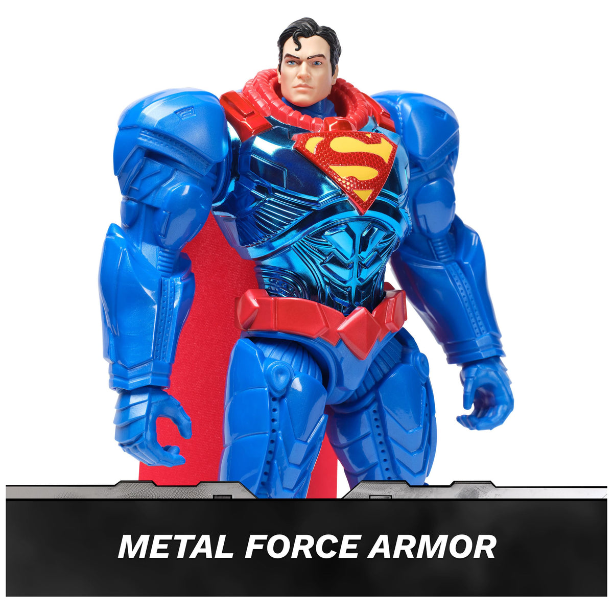 Metal Force armor detail highlights the metallic suit and heroic presence.