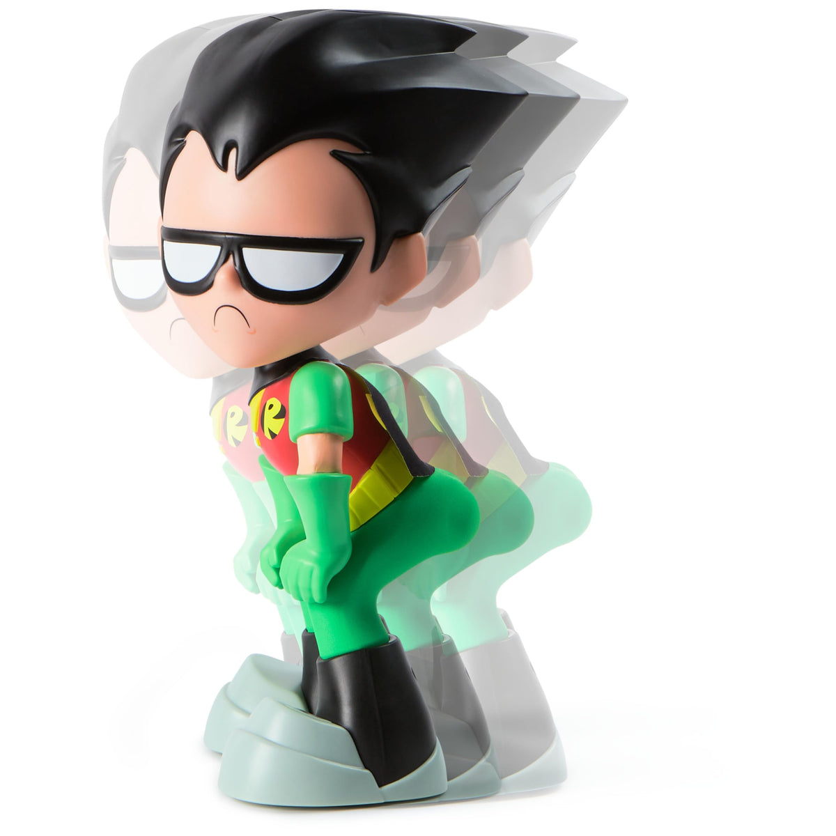 DC Comics Robin press-to-dance action with built-in music boosts play.