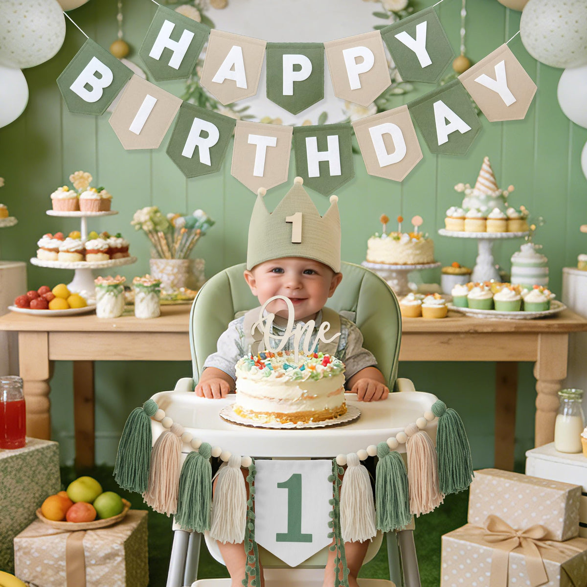 DCJHFJ birthday party hat in green with soft drawstring for comfy wear