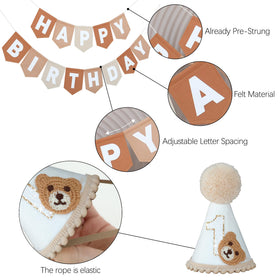 DCJHFJ brown bear birthday hat for coordinated party outfits