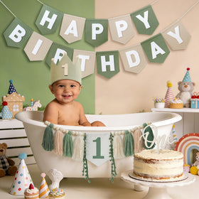 DCJHFJ complete decoration set supports various 1st birthdays with neutral colors
