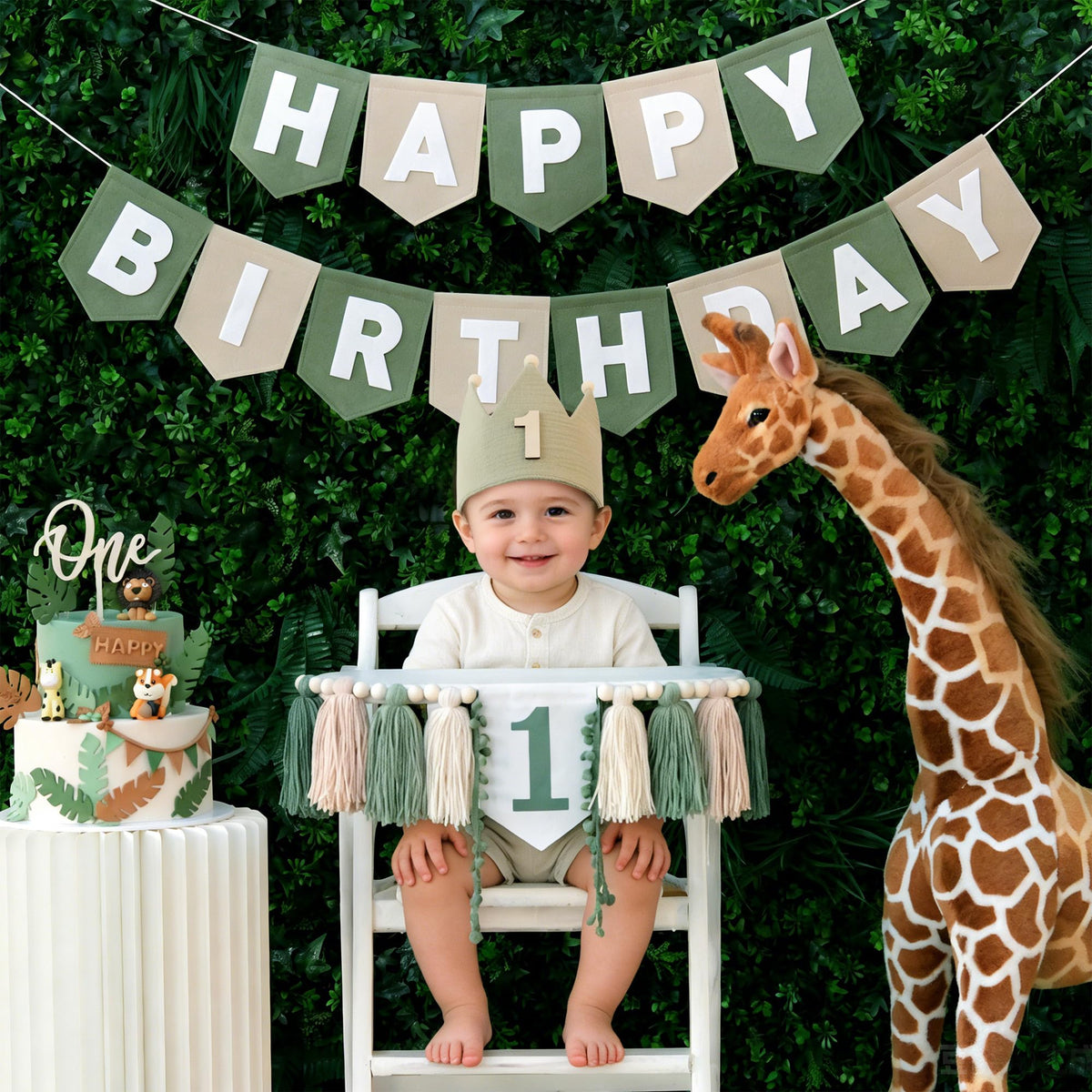 DCJHFJ high chair banner in green felt, durable for walls and chairs