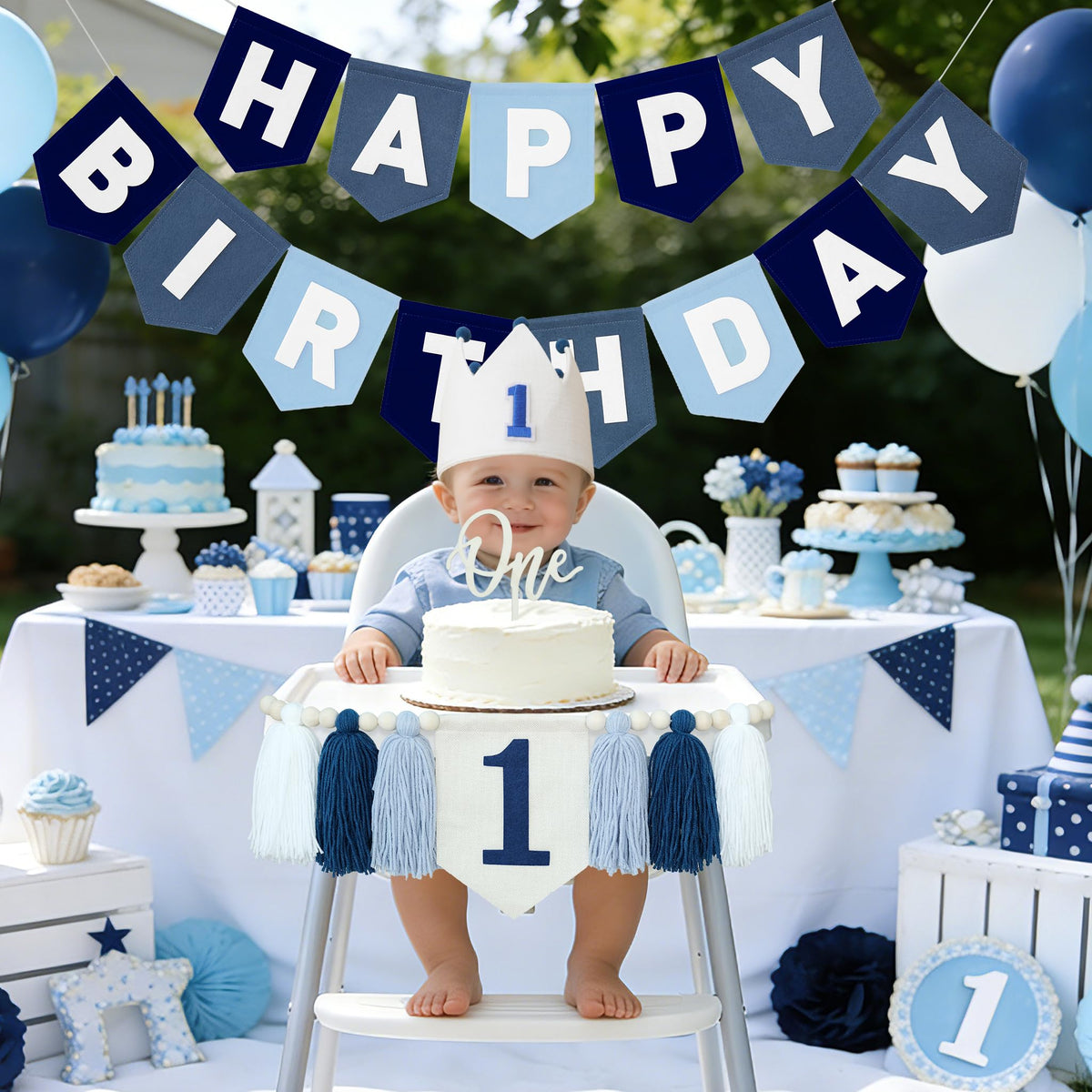 DCJHFJ high chair banner with tassels for stable display during celebrations