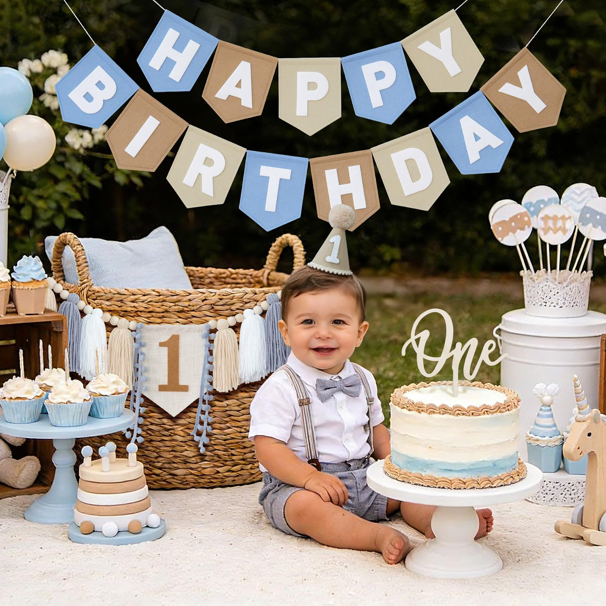 DCJHFJ high-chair banner tassels add sturdy, stylish first birthday flair.