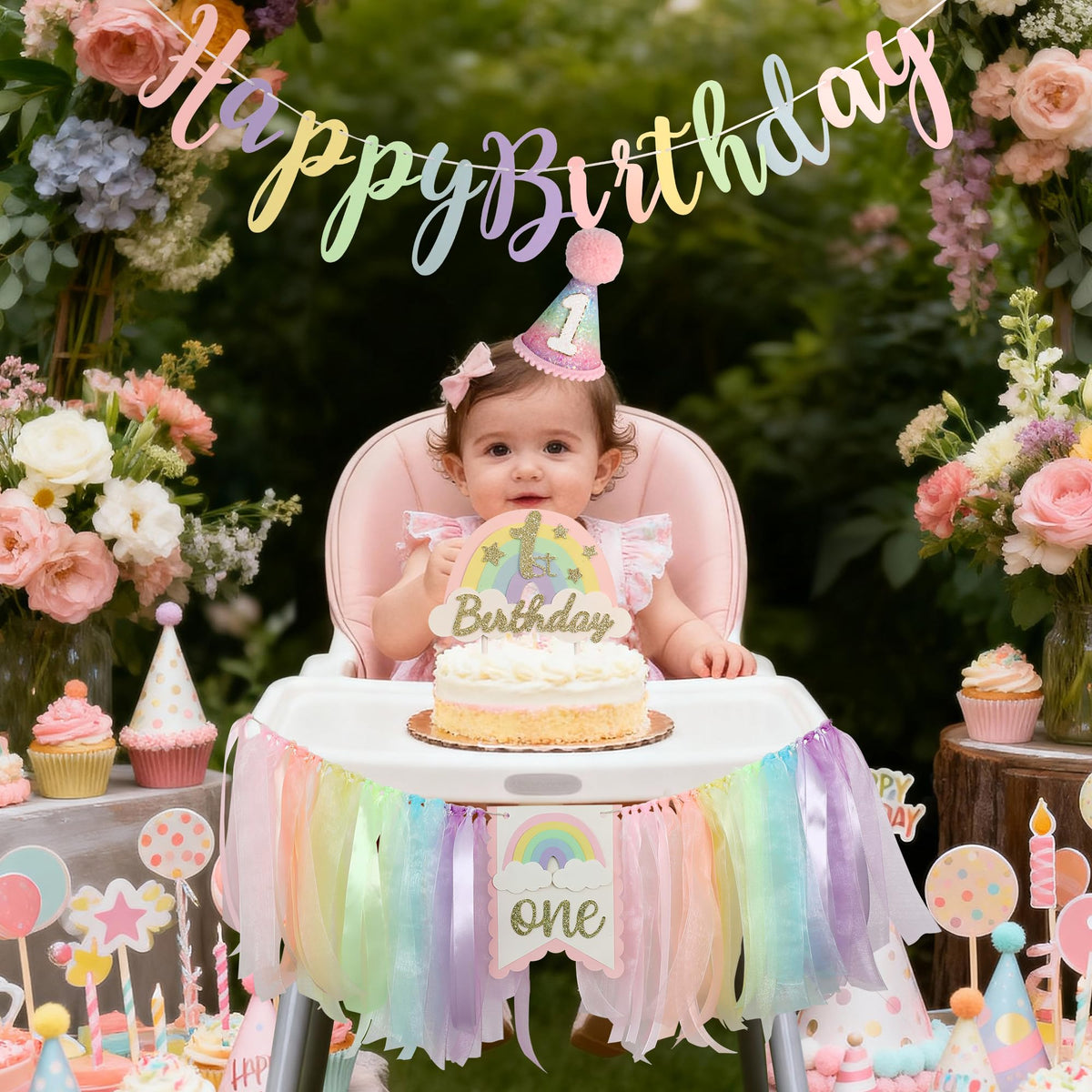 DCJHFJ Macaron Pastel Rainbow cone hat provides cozy, festive wear for your baby.