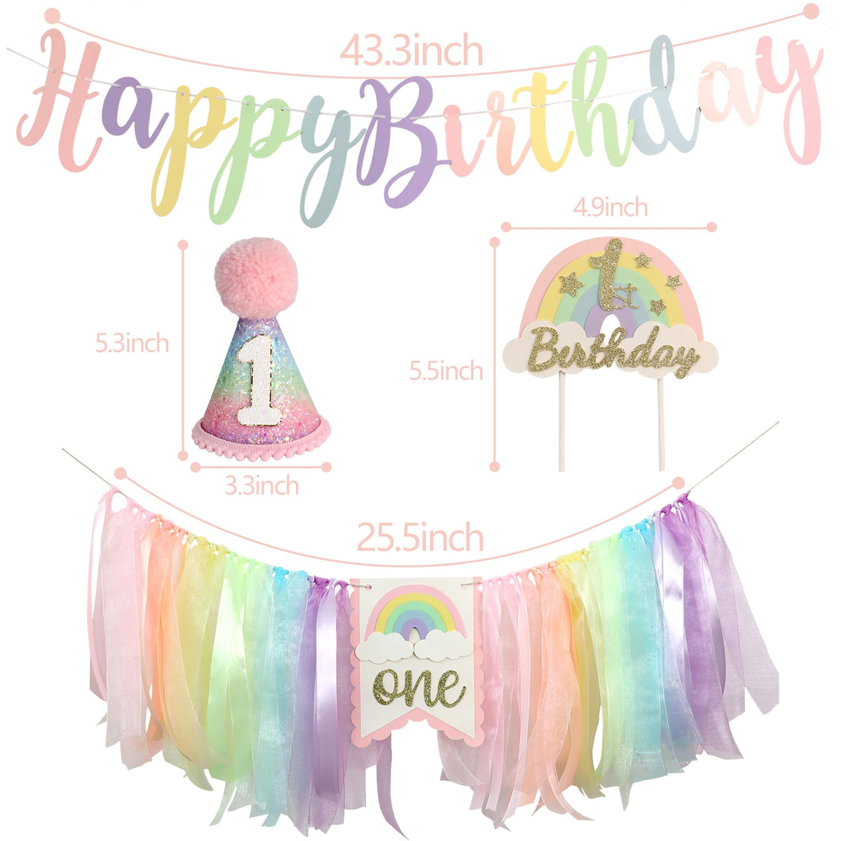 DCJHFJ Macaron Pastel Rainbow happy birthday banner brightens walls and party spaces.