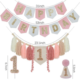 DCJHFJ pink cake topper adds a cute, celebratory touch to the cake.