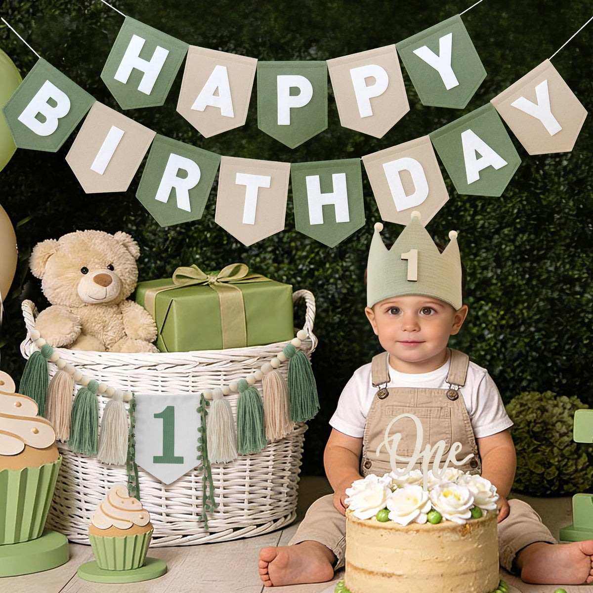 DCJHFJ wild one cake topper in green to crown the cake
