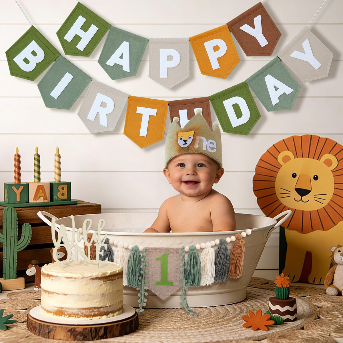 DCJHFJ Wild One cake topper ready for a festive cake smash moment.