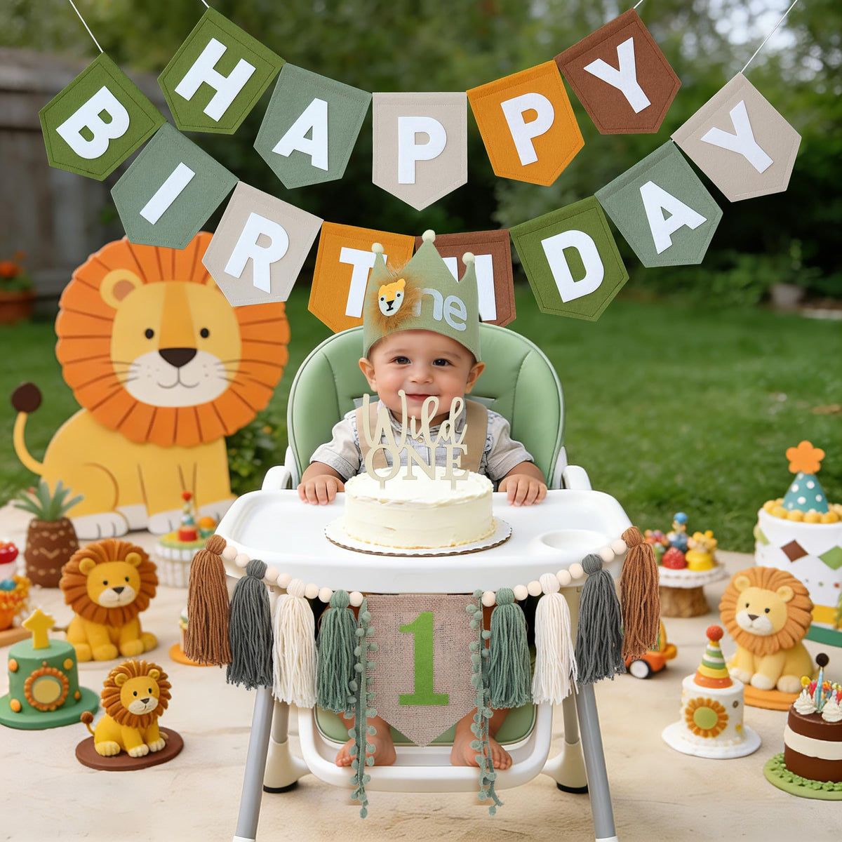 DCJHFJ Wild One high chair banner tassels add sturdy, reusable party decor.