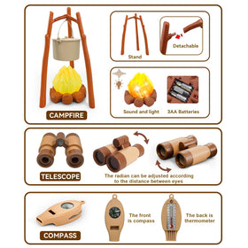 DCMAMA campfire toy with extendable stand lights up imaginary camp nights.