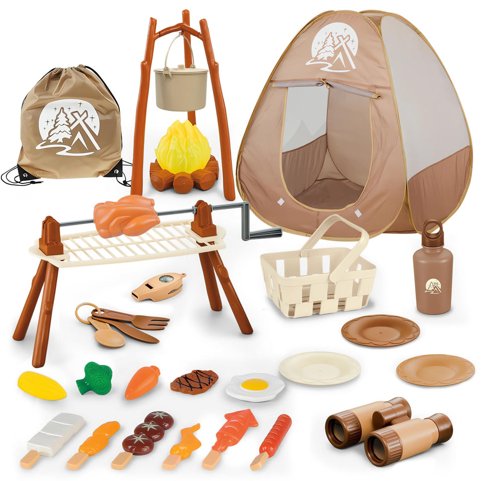 DCMAMA kids camping pop-up tent offers quick setup for easy pretend camping.