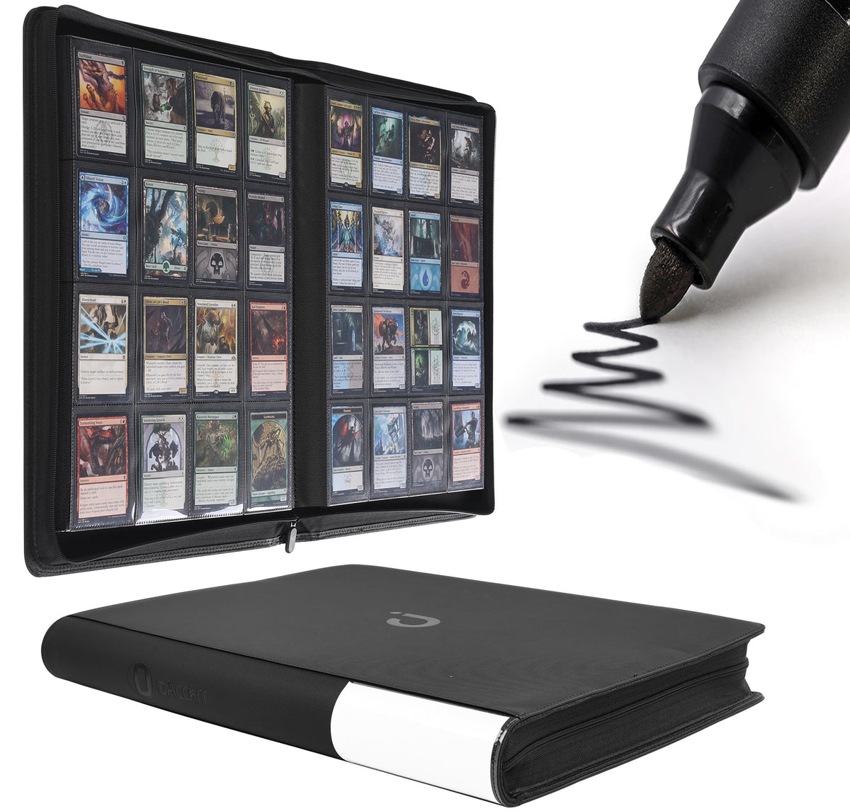 D DACCKIT Card Binder front cover in classic black, stylish and protective.