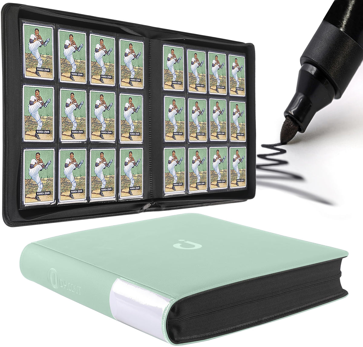 D DACCKIT Premium Card Binder 12-pocket front cover for organized collection.