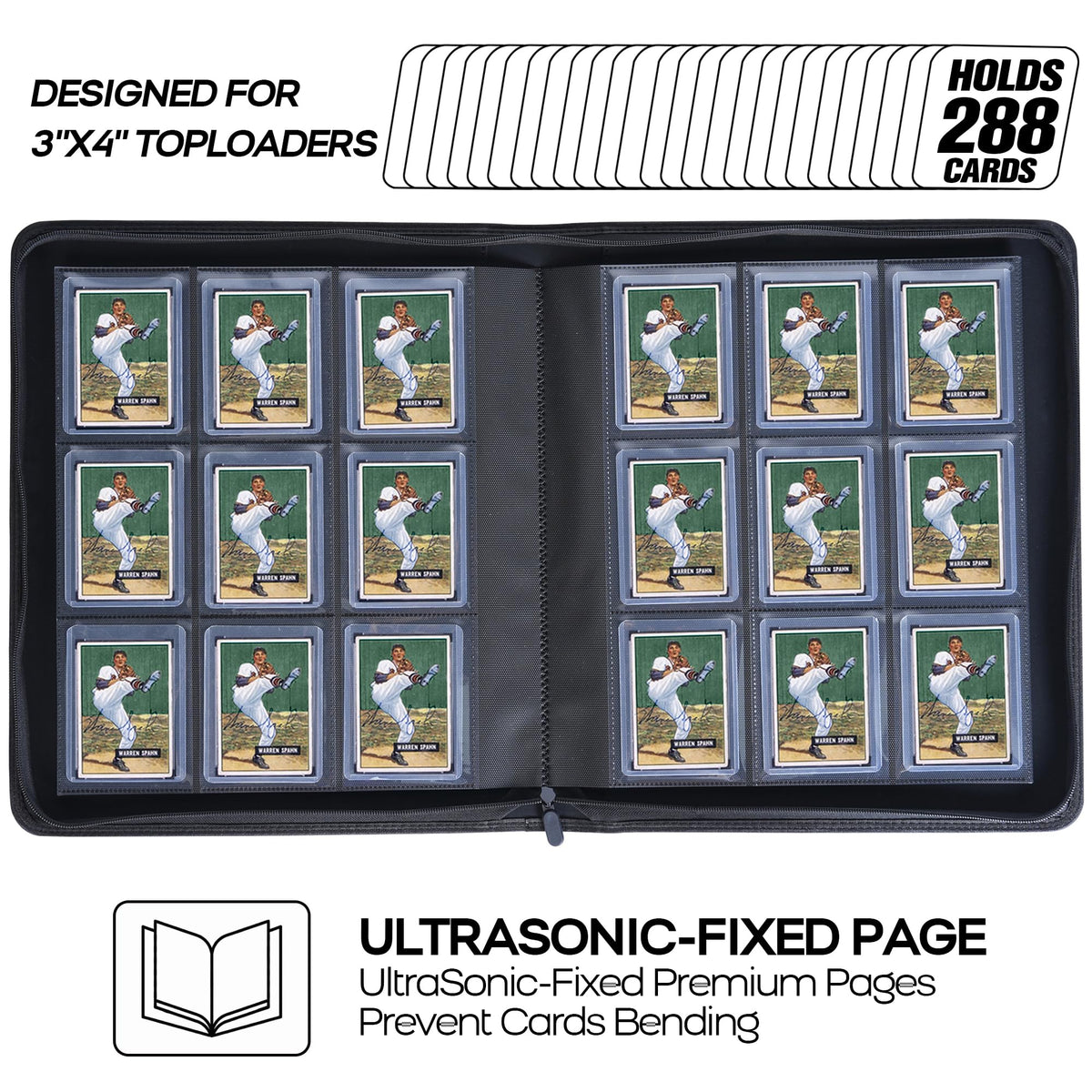 D DACCKIT top-loader binder inside pages keep cards visible with clear pockets.