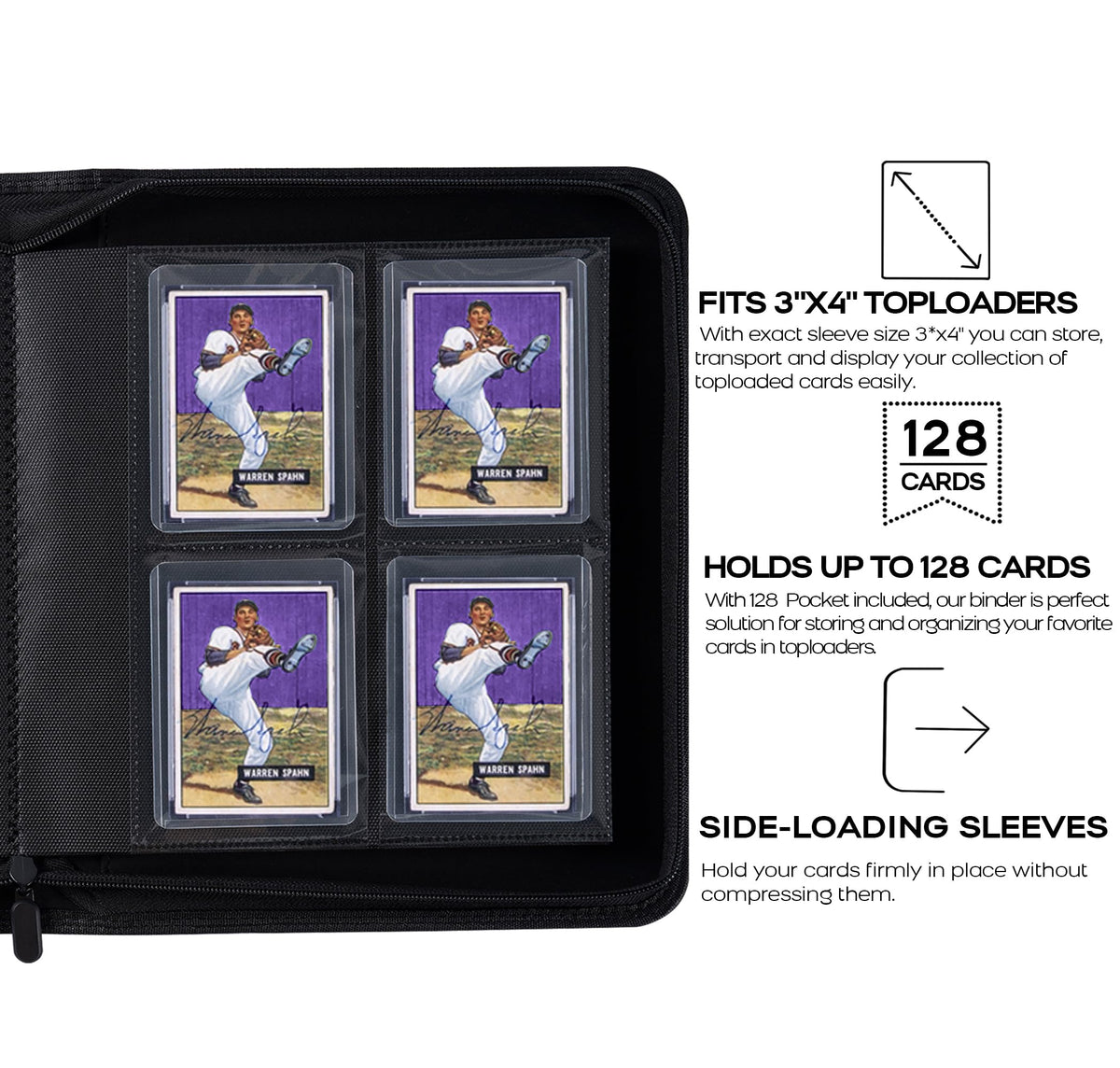 Close-up of sturdy zipper on D DACCKIT binder protecting card collection