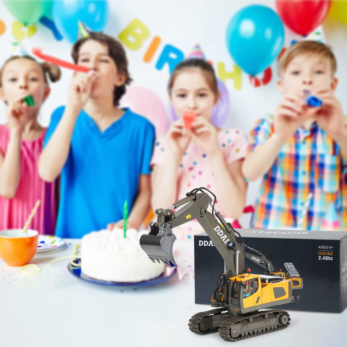 DDAI excavator battery compartment open showing two-battery setup