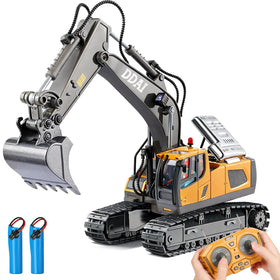 DDAI RC excavator side view showing compact design for easy handling