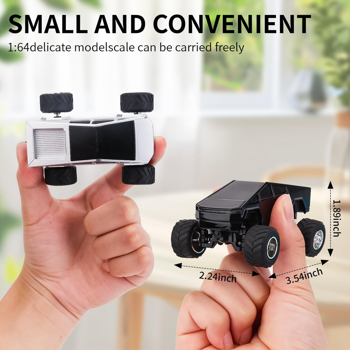 DDZOOU mini RC truck front lights on for realistic daytime-night driving
