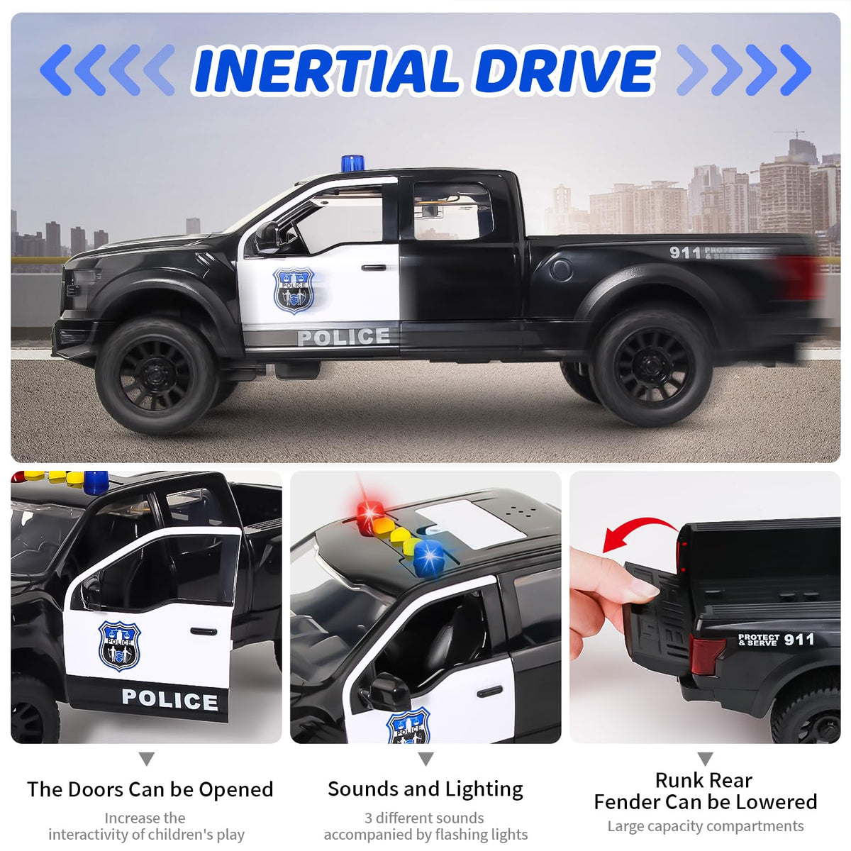 DDZOOU pickup truck toy with lights and sound enhances pretend play