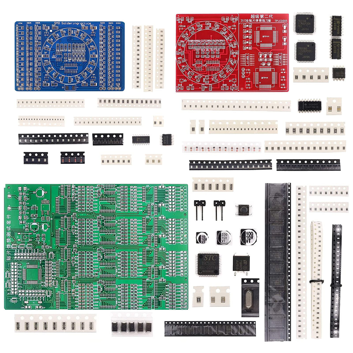 D DZRCOXI soldering practice kit three-set board for hands-on SMT training