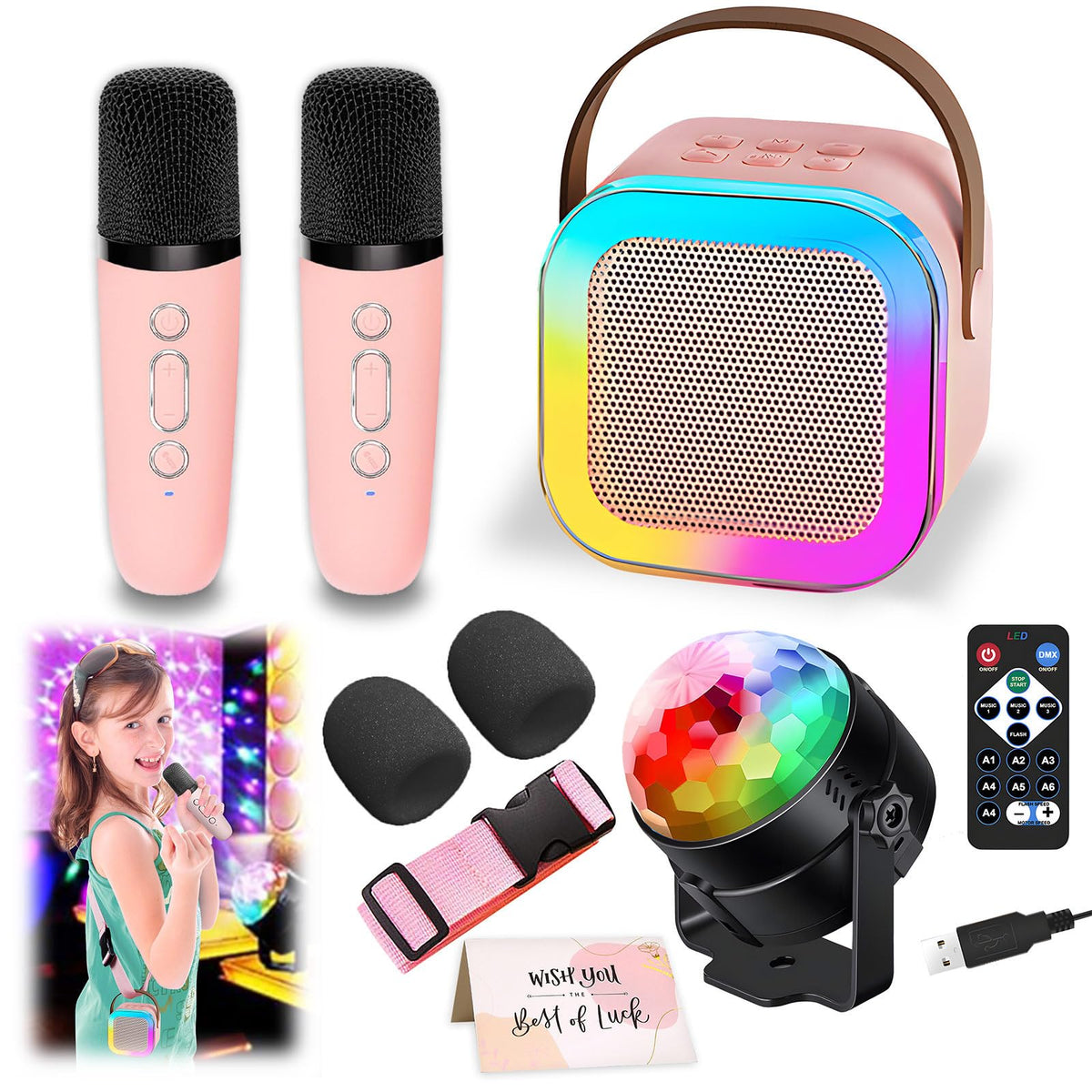 DEABOLAR karaoke machine for kids, compact and ready for home parties.