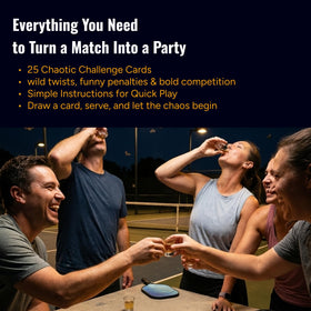 Deal and Dink 25-card deck showcased for a party-ready pickleball