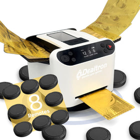 Dealtron all-in-one shuffler dealer with 360° rotation for fair, fast card dealing.