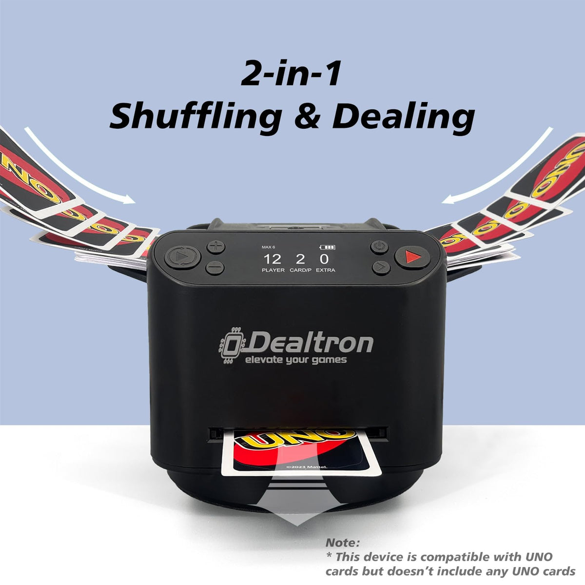 Dealtron Shadow Black control panel highlights programmable options for up to 12 players.