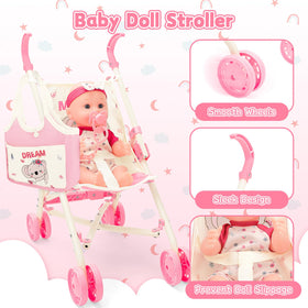 deAO 12-inch doll in stroller highlights portable playtime on the go