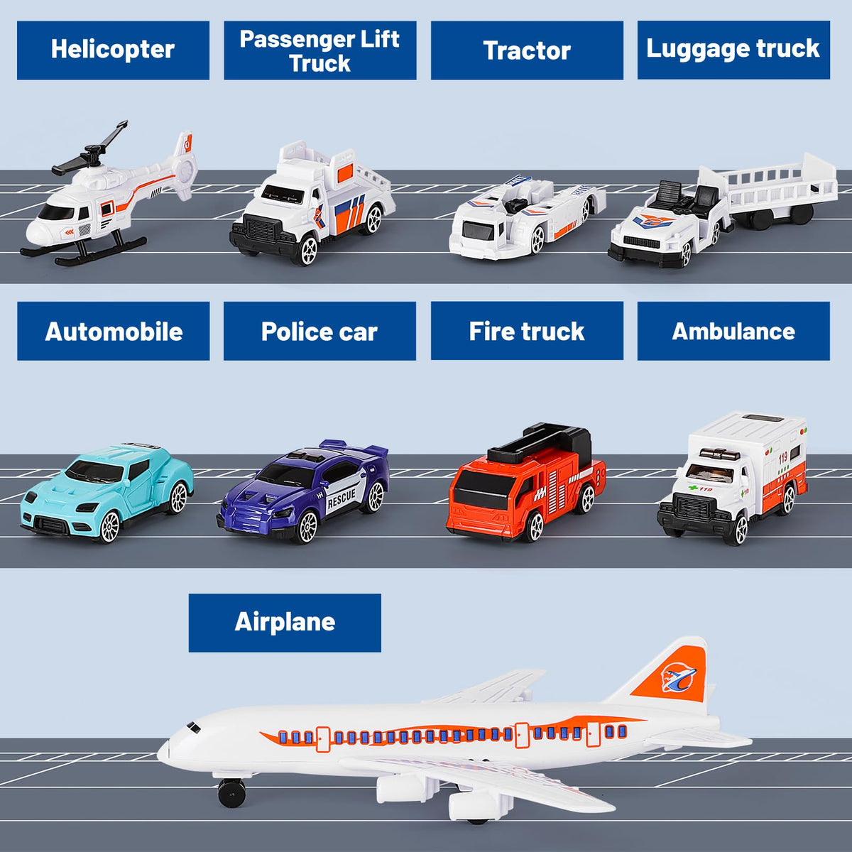 DeAO Airplane Toys Helicopter adds aerial rescue play and mobility