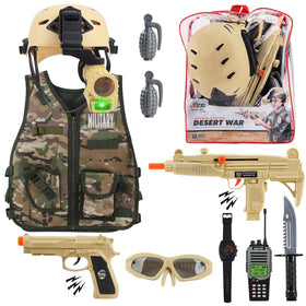 deAO army costume desert camouflage vest for imaginative play and role-play adventures